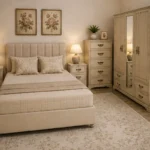 Luxury  Double Bed Furniture Set – Five Door Wardrobe with Four Bottom Drawers – Chest of Five Drawers with Two Bedside Tables