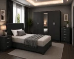 Luxury Bedroom Collection - Five Door Wardrobe With One Half Mirror And Two Storage Drawers - Double Bed - Two Bedside Tables - Image 3