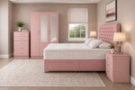 Contemporary Double Bed Furniture Collection with 3 Door Wardrobe and 5 Drawer Chest - Image 2