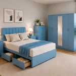 Modern Complete Bedroom Furniture Set – Five Door Wardrobe with Four Bottom Drawers – Chest of Five Drawers with Two Bedside Tables
