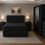 Premium Home Bedroom Furniture - Double Bed - 4 Door Mirror Wardrobe With Four Bottom Drawers - Bedside Table Pair