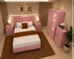 Premium Bedroom Set with Mirrored Wardrobe and Drawers - Image 3