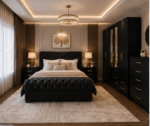 Elegant black Bedroom Furniture Set – Large 6 Door Wardrobe, Chest & Bedside Cabinets - Image 5