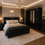Elegant black Bedroom Furniture Set – Large 6 Door Wardrobe, Chest & Bedside Cabinets