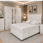 Modern Home Bedroom Set – King Size Ottoman Bed – Large Mirrored Wardrobe – Chest of Drawers – Bedside Pair