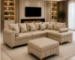 Lilly sofa Beige colour sofa - Lilly comfortable living room sofa - Premium Lilly L-Shape 4 Seater Sofa - Image 4