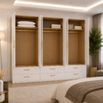 Luxury 6 Door White Mirrored Wardrobe with 6 Drawers  –  Modern Bedroom Storage Cabinet - Image 4