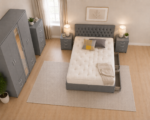 Luxury Complete Bedroom Furniture Set with Wardrobe, Bedside Tables & Chest of Drawers in grey colors - Image 4