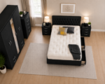 Modern Complete Bedroom Furniture Set – Wardrobe, Drawers & Bedside Cabinets in black colors - Image 3