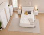 Premium Bedroom Furniture Package with Wardrobe, Drawers & Bedside Cabinets in white colors - Image 4