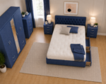 Complete Home Bedroom Package with Wardrobe and Drawer Combination in Blue colors - Image 2
