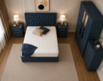 Designer Bedroom Suite – Double Divan Bed, 4 Door Mirrored Wardrobe & 5 Drawer Chest - Image 2