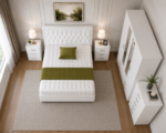 Contemporary Bedroom Collection – Double Divan Bed, 2 Bedside Tables & 5 Drawer Chest in White colors - Image 5