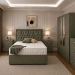 Premium Bedroom Furniture Collection – Double Bed, 2 Bedside Tables, 4 Door Wardrobe with Mirrors