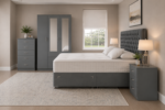 Complete Bedroom Furniture Package - King Size Bed - 3 Door Mirror Wardrobe With Two Bottom Drawers - Five Drawer Chest - Two Bedside Tables - Image 3