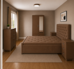 Elegant Upholstered Bed with 2 Door Wardrobe and Chest of Drawers - Image 2