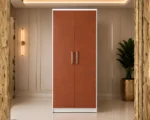 Modern Rustic Brown 2 Door Wardrobe - Wooden Bedroom Storage Cabinet