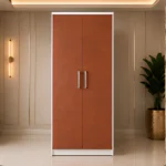 Modern Rustic Brown 2 Door Wardrobe - Wooden Bedroom Storage Cabinet