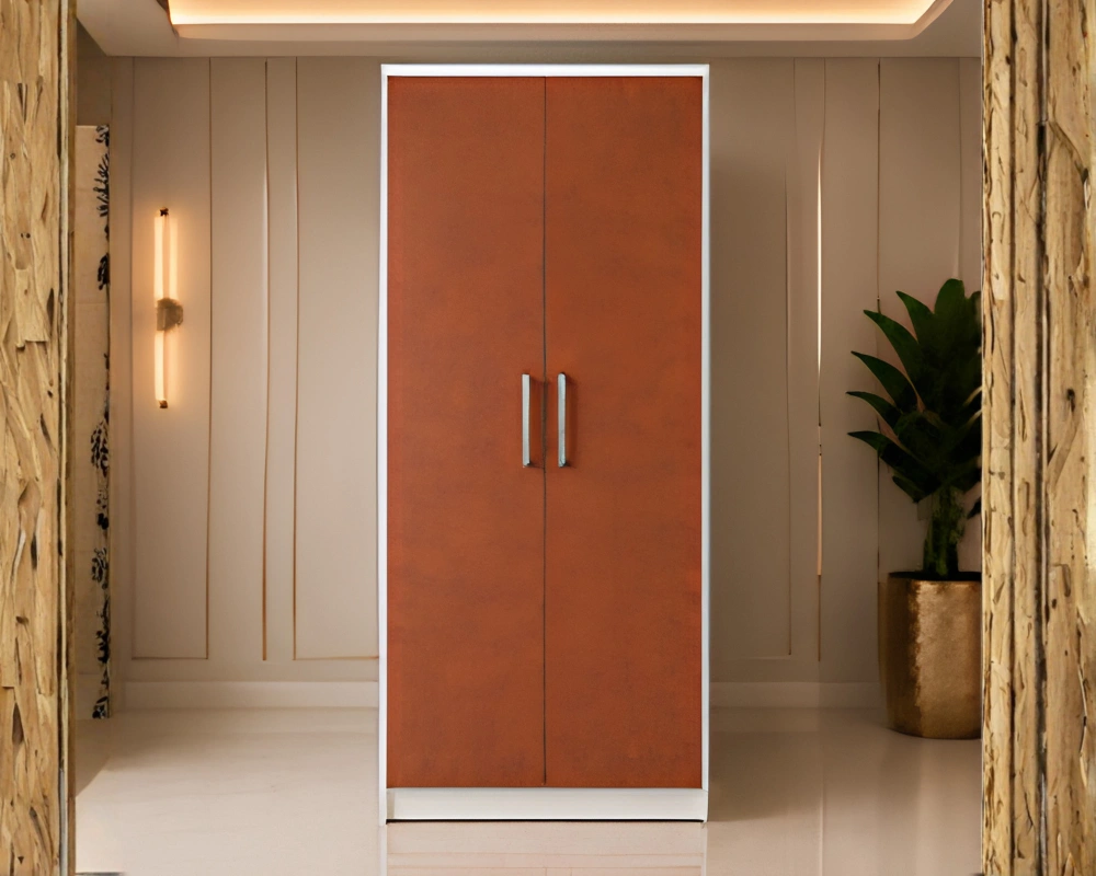Compact 2 Door Bedroom Storage Cabinet Modern Rustic Brown 2 Door Wardrobe - Wooden Bedroom Storage Cabinet - Image 1