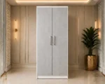Modern Light Grey 2 Door Wardrobe - Contemporary Bedroom Storage Cabinet