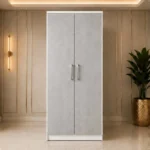 Modern Light Grey 2 Door Wardrobe - Contemporary Bedroom Storage Cabinet