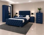 Elegant Bedroom Storage Collection - Double Bed - Two Door Wardrobe With Mirror - Chest of Five Drawers - Two Bedside Tables