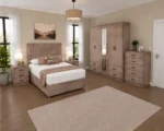 Designer Double Bed Furniture Set – Five Door Wardrobe with Four Bottom Drawers – Complete Bedroom Collection - Image 3