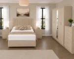 Luxury Double Bed Furniture Set – Five Door Wardrobe with Four Bottom Drawers – Chest of Five Drawers with Two Bedside Tables