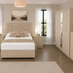 Luxury Double Bed Furniture Set – Five Door Wardrobe with Four Bottom Drawers – Chest of Five Drawers with Two Bedside Tables