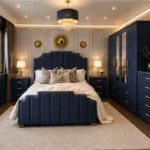 Designer Bedroom Set with 4 Door Wardrobe With Four Drawer - Chest of Five Drawers With Two Bed Side Table