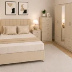 Stylish Complete Bedroom Furniture Set – Four Door Wardrobe with Four Bottom Drawers