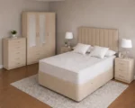 Double Bed Bedroom Set - three Door Wardrobe With Four Drawer - Chest of Five Drawers With Two Bed Side Table - Image 3