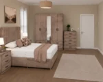 Designer Double Bed Furniture Set – Five Door Wardrobe with Four Bottom Drawers – Complete Bedroom Collection - Image 4