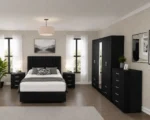 Premium Double Bed Bedroom Set – Five Door Wardrobe with Four Bottom Drawers – Chest of Five Drawers & Two Bedside Tables - Image 5