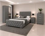 Contemporary Bedroom Suite - Double Bed - 2 Door Mirror Wardrobe With Bottom Drawer - Five Drawer Chest - Bedside Table Pair - Image 2