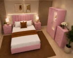 Master Bedroom Double Bed Set - two Door Wardrobe With two Drawer - Chest of Five Drawers With Two Bed Side Table - Image 2
