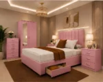 Master Bedroom Double Bed Set - two Door Wardrobe With two Drawer - Chest of Five Drawers With Two Bed Side Table - Image 3