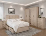 Premium Bedroom Furniture Set – Double Bed, 5 Door Full Mirror Wardrobe with Four Bottom Drawers – Chest of Five Drawers & Two Bed Side Tables - Image 3