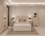 Elegant Bedroom Suite – Double Bed with 5 Door Wardrobe, Full Length Mirror, Four Drawers & Five Drawer Chest