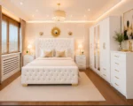 Premium Double Bed Suite – Six Door Wardrobe with Two Long Mirrors, Chest of Five Drawers & Two Bed Side Tables
