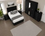Premium Double Bed Bedroom Set – Five Door Wardrobe with Four Bottom Drawers – Chest of Five Drawers & Two Bedside Tables - Image 2