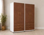 Modern 2 Door Wooden Wardrobe with 3 Drawers – Stylish Bedroom Storage - Image 2