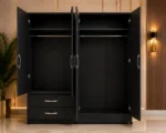 Elegant 4 Door Bedroom Wardrobe with Dual Mirrors - Premium 4 Door Storage Wardrobe with 2 Drawers - Image 3