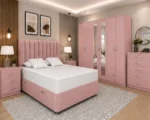 King Size Storage Bed Furniture Set – 6 Door Wardrobe with Mirrors – Five Drawer Chest – Two Bedside Units - Image 3