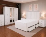 King Size Bed Furniture Set - Six Door Wardrobe With Four Drawer - Chest of Five Drawers With Two Bed Side Table