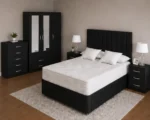 Deluxe Double Bed Bedroom Set - three Door Wardrobe With Four Drawer - Chest of Five Drawers With Two Bed Side Table - Image 3