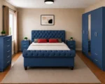 Premium Wooden Double Bed Set - Six Door Wardrobe With Four Drawer - Chest of Five Drawers With Two Bed Side Table - Image 4