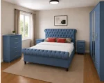 Premium Wooden Double Bed Set - Six Door Wardrobe With Four Drawer - Chest of Five Drawers With Two Bed Side Table