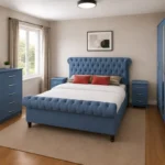 Premium Wooden Double Bed Set - Six Door Wardrobe With Four Drawer - Chest of Five Drawers With Two Bed Side Table