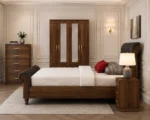 Classic Double Bed Furniture Set - four Door Wardrobe With Four Drawer - Chest of Five Drawers With Two Bed Side Table - Image 3